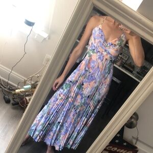 ASTR Blythe Floral Plisse Midi Dress